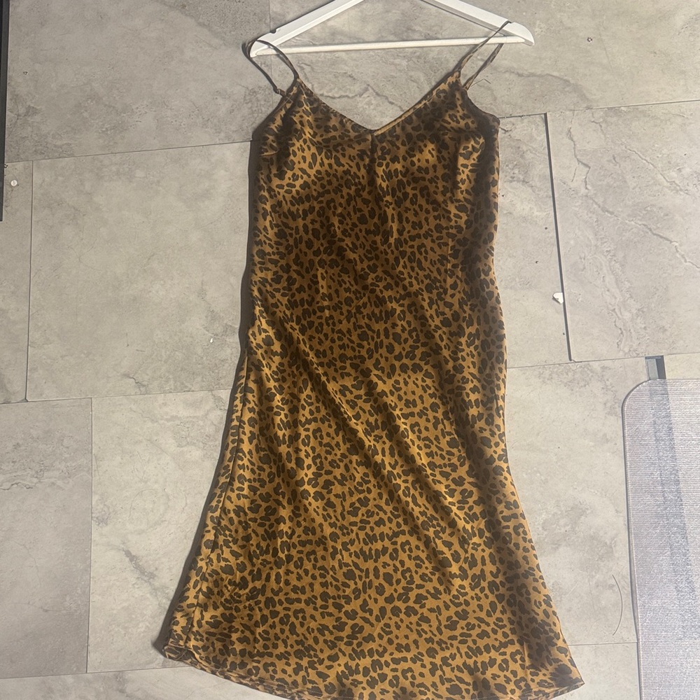 Leopard Print Slip Midi Dress Small - Picture 1 of 5